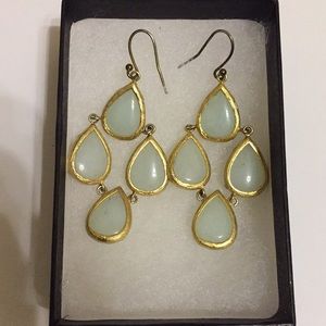 New! Gorgeous Mint & Gold Teardrop Earrings